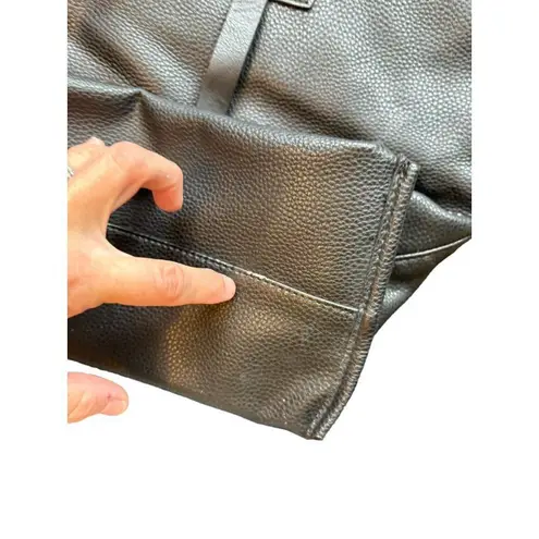 Tahari Black Leather Tote Bag With Double Handles & Front Pocket