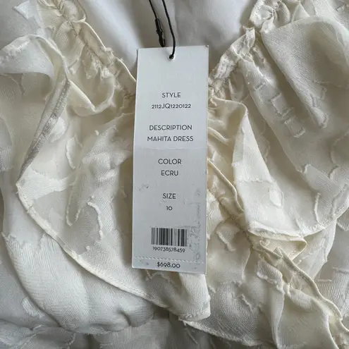 Veronica Beard Mahita Silk Cotton Organza Mini Dress Ecru Size 10 NWT