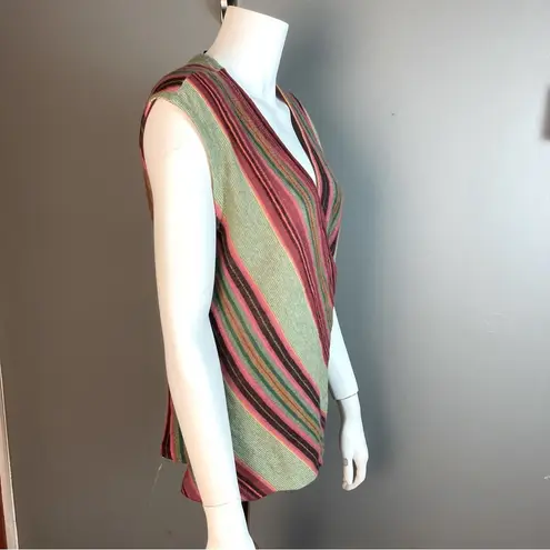 Ralph Lauren Lauren  Sleeveless top linen madras striped size large