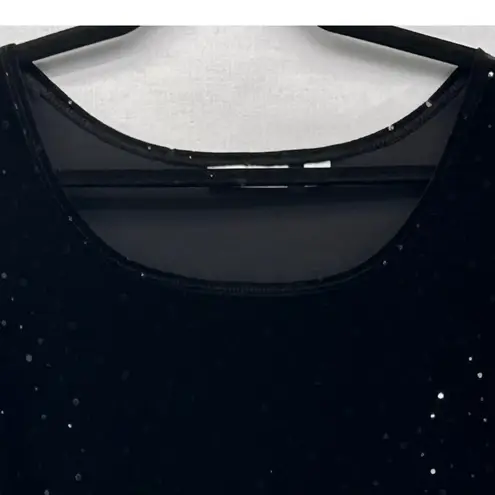 Susan Graver Womens Velvet Blouse Size 2X Sparkling Accent Evening Party Luxury Black