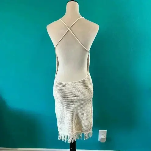 Reformation  Brandon Open Knit Mini Dress Gossamer Organic Cotton Open Back M