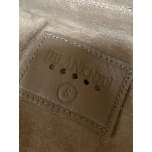 BlankNYC Beige Tan 100% Leather Suede Long Sleeve Zip Up Biker Moto Jacket Sz S