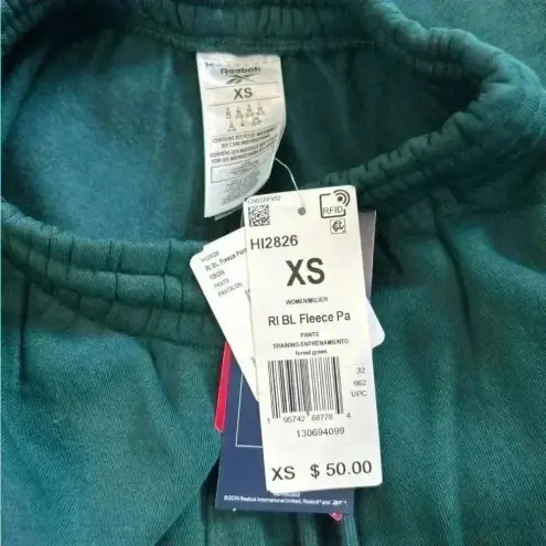 Reebok New with tags  forest green ri bl fleece sweatpants in size xs