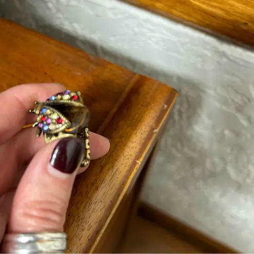 Rainbow Beetle Bronze Colored Ring OS Red