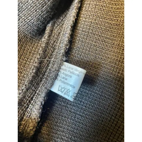 Luisa Spagnoli Brown Wool Angora Blend Fur Trimmed Knit Jacket Size M Size M