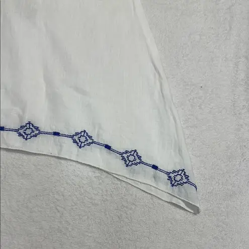 Johnny Was Asymmetrical Blue and White Embroidered Sleeveless Tunic Size M - Image 14