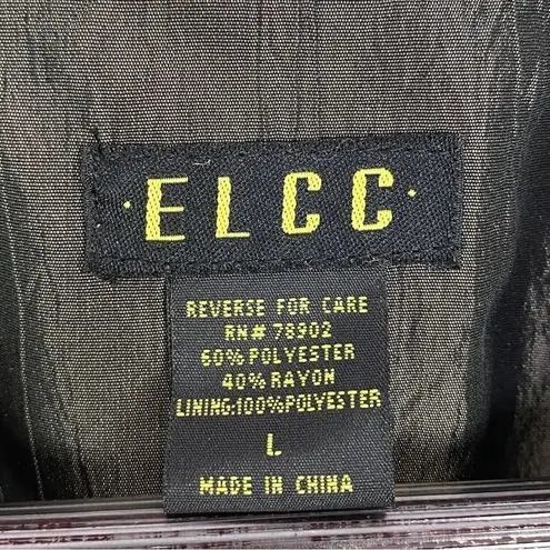 ELCC Vintage Embroidered Taffeta Blazer Jacket Gray Large Button Front