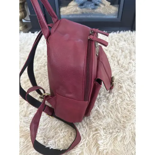 Harry Potter Hogwarts Crest Burgundy Faux Leather Mini Backpack Bag Red