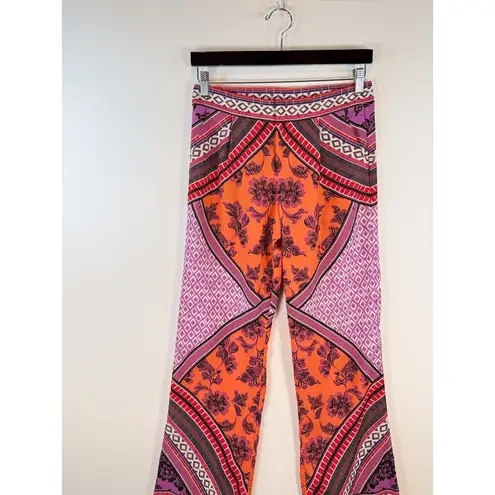 Hale Bob Womens Pants Purple Floral Aztec Straight Pull On Lounge Boho Size XS