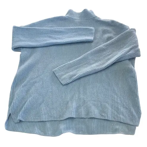 Suboo Sweater Womens Large Blue Isla Oversized Knit Turtleneck Cozy