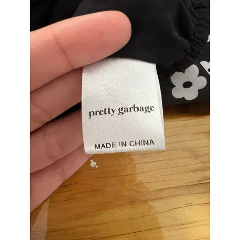 Pretty Garbage Women Floral Tied Crop Top Size Medium Boho Peasant Hippie Preppy