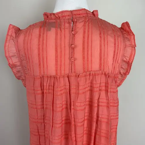 Sunday in Brooklyn Anthro Bright Beacon Tiered Midi Dress in Coral Size Large