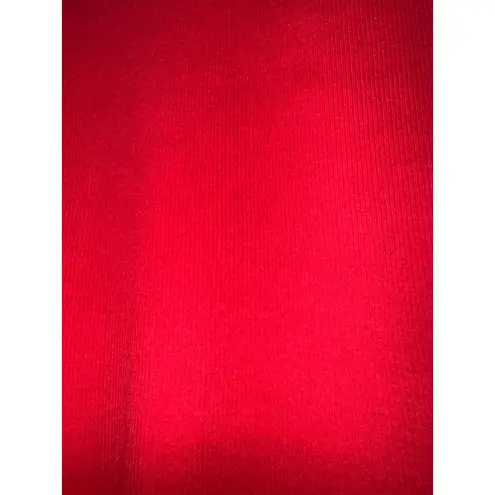 Energie Y2K Style Top Teens Size Medium V Neck Ribbed Red Long Sleeve ~Flawed