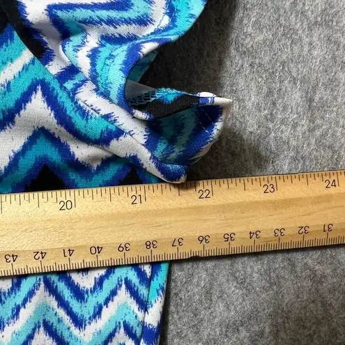 AGB Dress Woman Blue Chevron Print Tie Front Crop Shrug Cardigan Top 20W