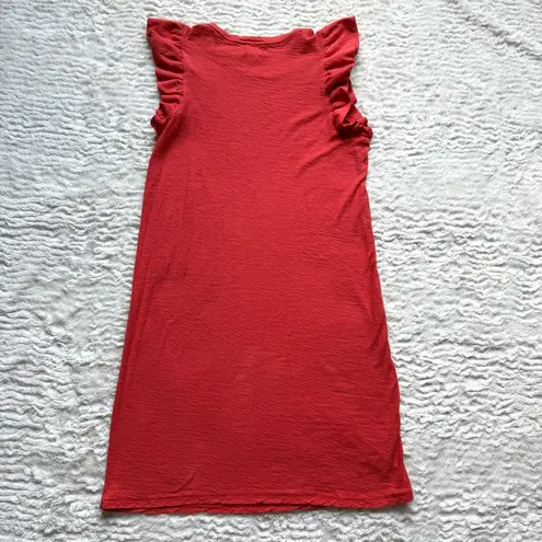 Nation Ltd Elliot Fused Ruffle Flutter Sleeve Dress S Red Orange Pima Cotton