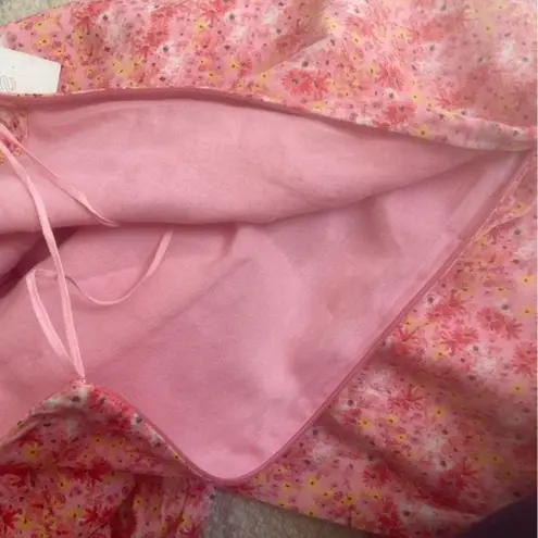 Something Navy Mini Floral One-Shoulder Linen & Cotton Dress Size M