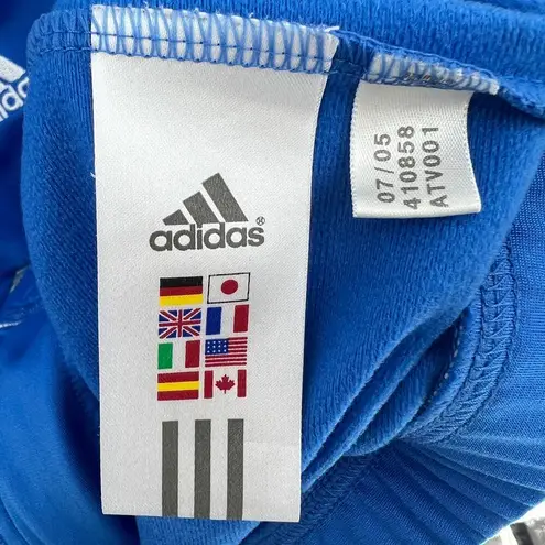 Adidas  XS Y2K Blue White Long Sleeve Pop Collar Zip Up Track Jacket