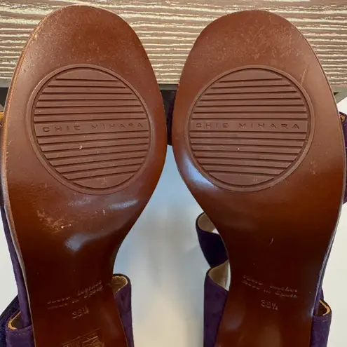 Chie Mihara Purple Sandal Heels EU 38.5 US 8.5 Block Heel Leather Anthropologie Size 7.5