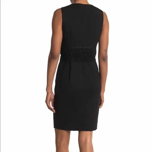 Carmen Marc Valvo Ponte Scoop Neck Dress, Black Size: 10, Fringe Dress NWT