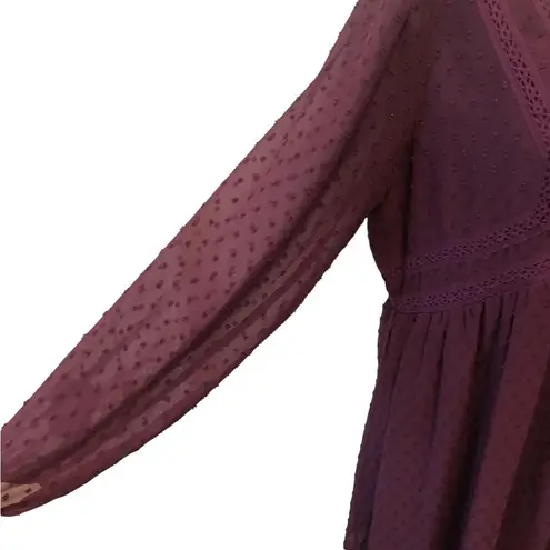 Matilda Jane Purple Polka Dot Festive Fancy Empire-Waist Dress Sz. M Long Sleeve