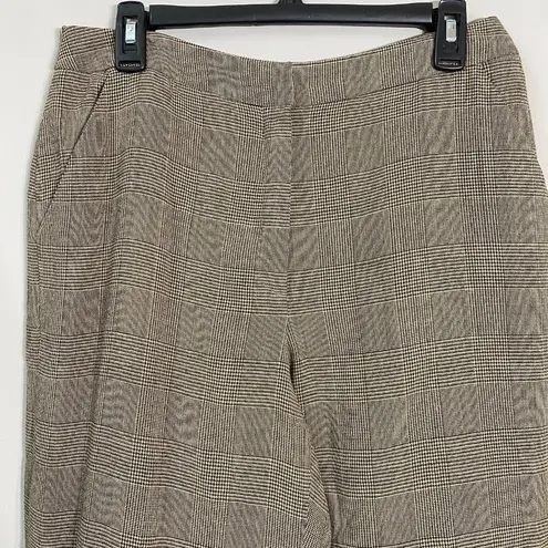 Dana Buchman Women's Size 12 High Rise Plaid Wool Blend Trouser Dress Pants Tan