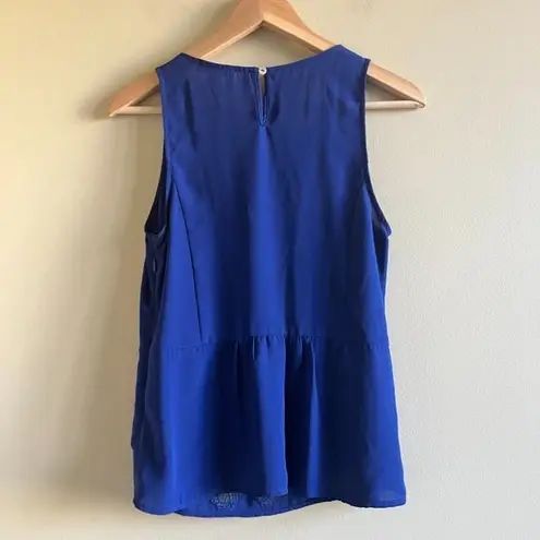 Skies Are Blue SKIES ARE BLUES SLEEVELESS SHIRT WOMENS SIZE S BLUE PEPLUM LACE LIGHTWEIGHT TOP