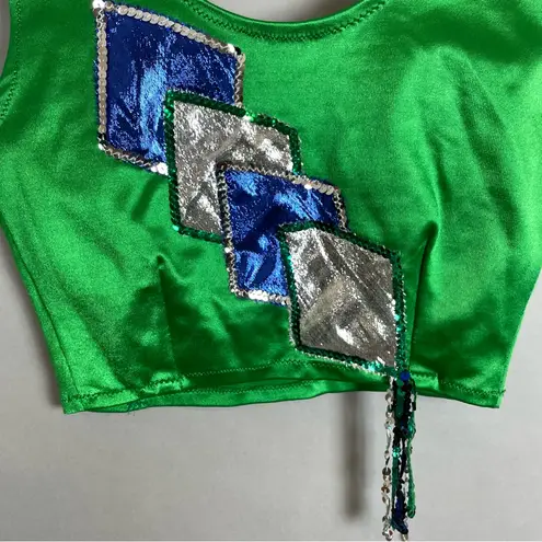 Cheerleader Top Halloween Costume Handmade Cropped Green Kites Shirt Sleeveless