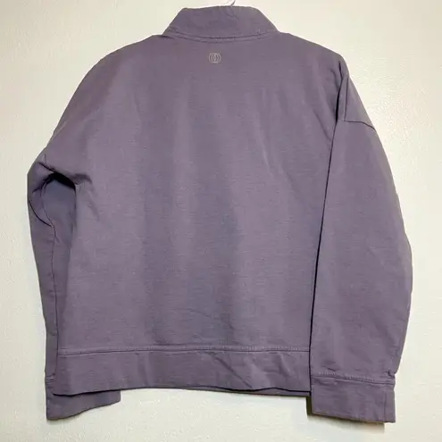 Balance Collection  1/2 Zip Sweatshirt Square Fit Kangaroo Pocket Purple Medium