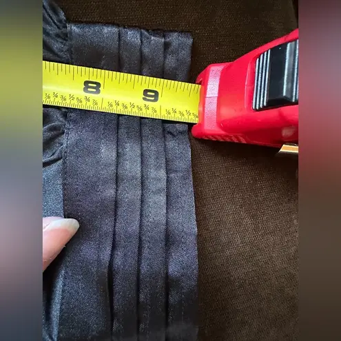 Buttons Color Style Black Satin short Striped Sleeves Metal V Neck Ruffles SZ XL