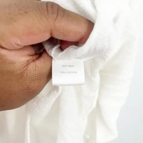 Bobi Womens Beachy Lagenlook Coastal 3/4 Sleeve Gauze Tunic Top Size L White