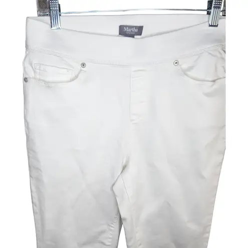 Martha Stewart Women's Jeans Size 8 White Knit Denim Ankle Pull On Elastic NWOT