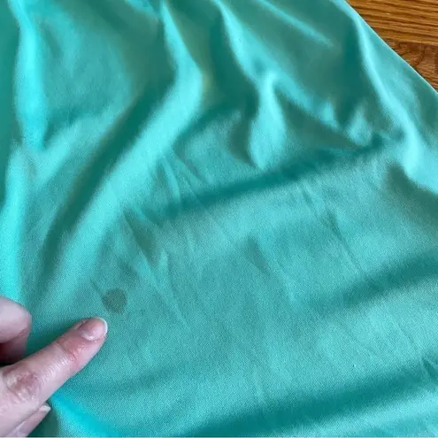 VANITY Aqua Seafoam Green Blue Swiss Dot Textured Mini Surplice Faux Wrap Dress Size M