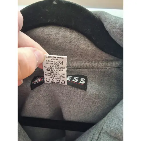 EXPRESS Vintage E XPRESS World Brand Quarter Zip Pullover Sweatshirt Gray Flags Size M