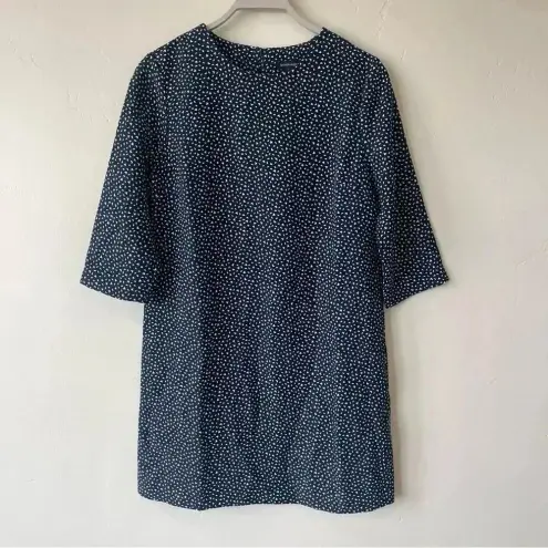 Banana Republic  Navy Blue Floral 3/4 Sleeve Crew Neck Shift Dress 8 EUC