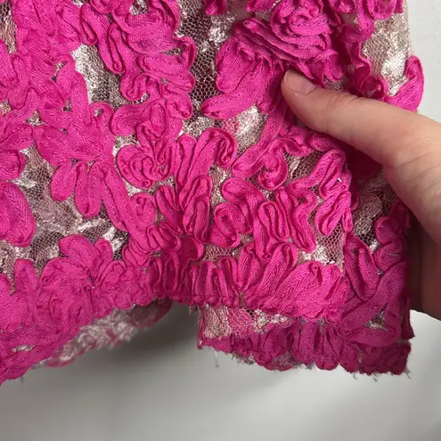 Yoana Baraschi Anthropologie Jardim Dress Pink Floral Lace Party Cocktail Size 6