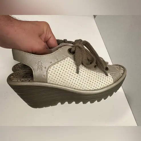 Fly London Yuta Women's Platform Wedge | Open Toe | Lace Up Sandal Size EU 39