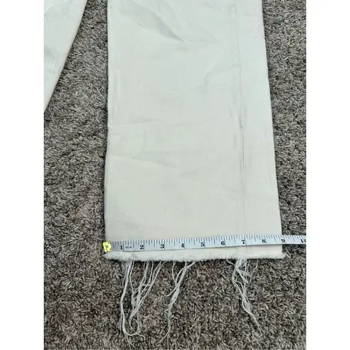 Ética Altin Loose Fit Jeans Natural Denim Mid Rise Relaxed Leg Frayed Hem 27 White