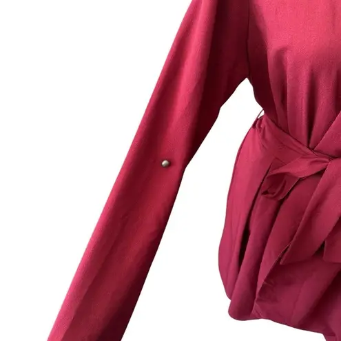 Pinkblush Red Plush Jacket with Shawl Collar and Belt