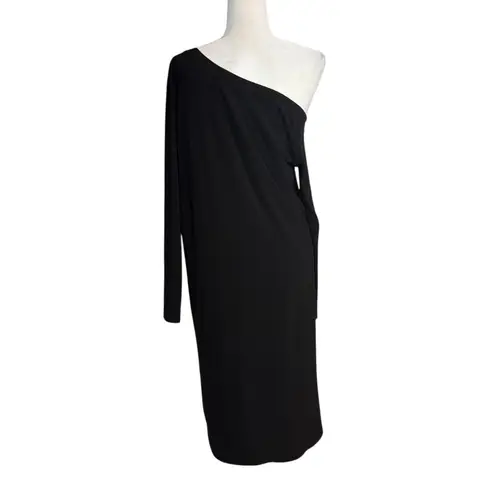 Norma Kamali REVOLVE Black One Shoulder Long Sleeve Midi Dress M 38 Chic Stretch