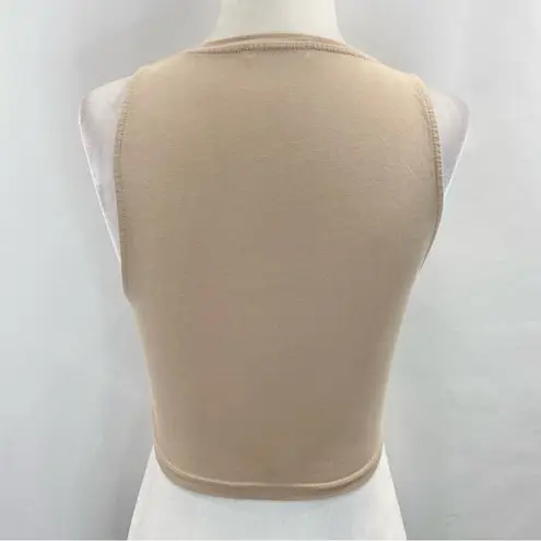 ZARA Cropped Tank Top Sleeveless Crewneck Crop Top Beige Size Small
