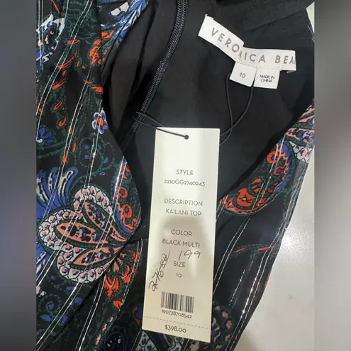Veronica Beard Kailani Metallic Top in Black Multi