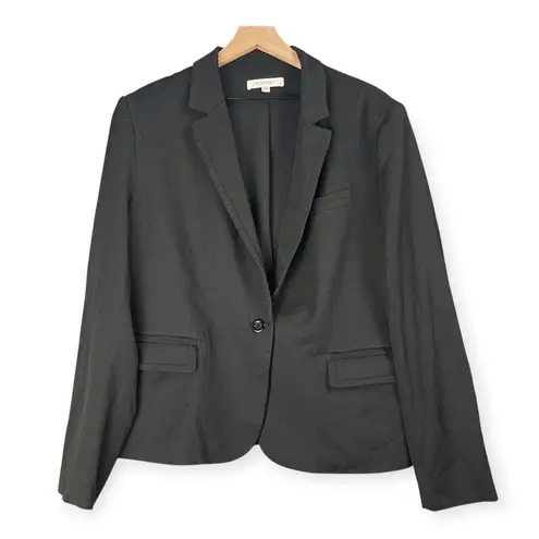 Ellen Tracy Blazer Womens 18 Black One Button Career Work Jacket Pockets Chic