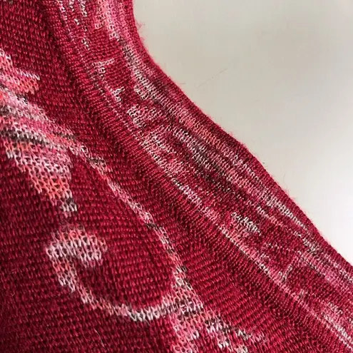 Y2K Norm Thompson Red Floral Cardigan Filigree Knit Wool Blend Size M Size M