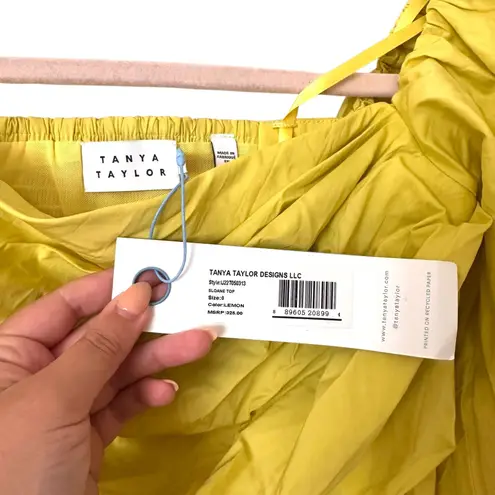 Tanya Taylor Sloane Off Shoulder Cropped Blouse Yellow NWT Sz 0