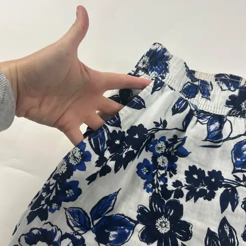 Rachel Zoe  Blue Floral Linen Wide Leg Cropped Pant L