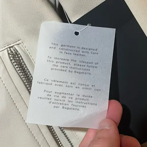 Bagatelle NWT Cream Faux Leather Moto Jacket Women’s M | Vegan Neutral Chic Fall