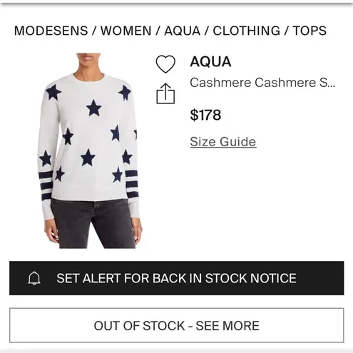 AQUA  Cashmere Cashmere Star Sweater With Stripes XS Bloomingdales Exclusive