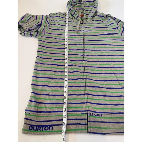 Burton  Striped Blue Green Lightweight Cotton Hoodie EUC Sz Lg Men’s/Unisex Logo