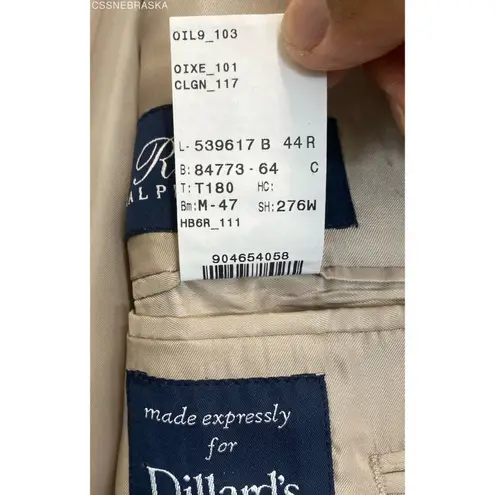 Ralph Ralph Lauren Beige Blazer 10%Wool Silk Check Suit Jacket Mens