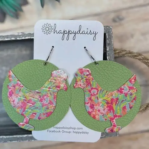 Chicken Earrings in Pink and Green
Floral Print Cork On Leather
